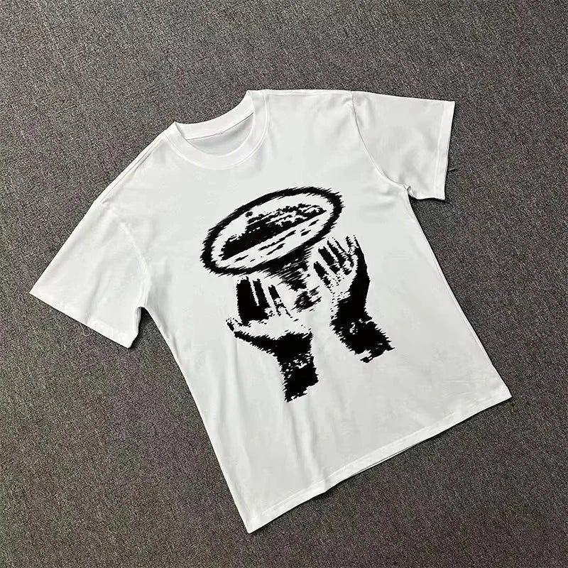 Streetwear Rules The World Graphic Oversized T Shirt Shorts Men Bold Typology Short Sleeve Crew Neck Casual Top Street Style