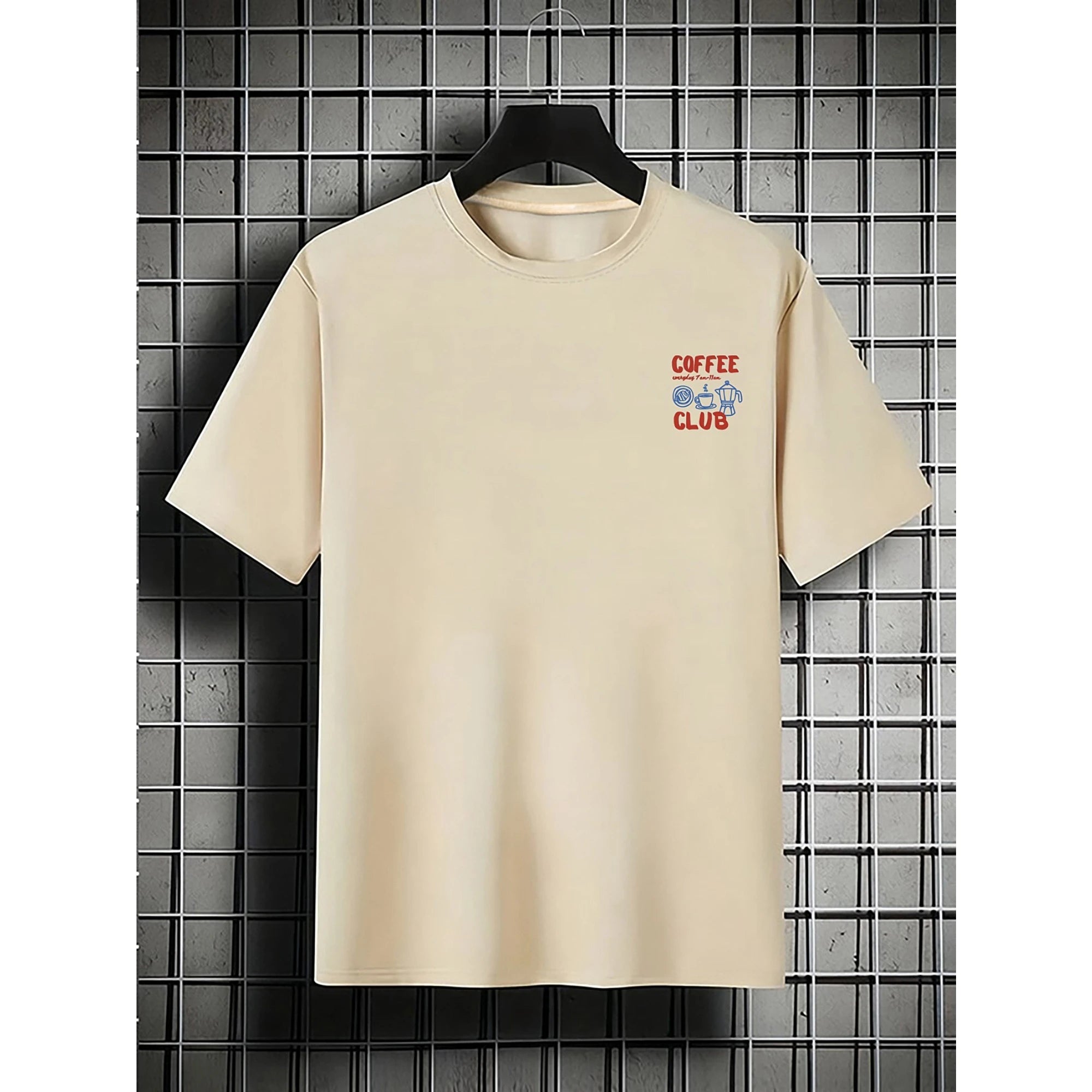 Men Coffee Club Leisure T-Shirt Graphic Print Daily Commuter Sports Oversize Casual Short Sleeved Unseix Oversize T-shirt Top