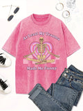 Halloween Washed Cotton Women's Skeleton Graphic T-Shirt Funny "At Least My Trauma Made Me Funny" Crew Neck Casual Shirt Top