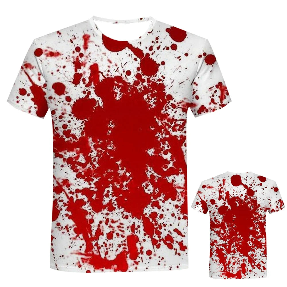 Halloween Horror T-Shirts Blood 3D Print Streetwear Summer Men Women Oversized Short Sleeve T Shirt Male Tees Tops Man Clothing