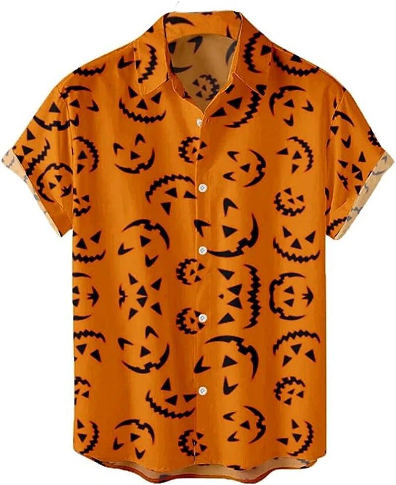Pumpkin Skull Hawaiian Shirt