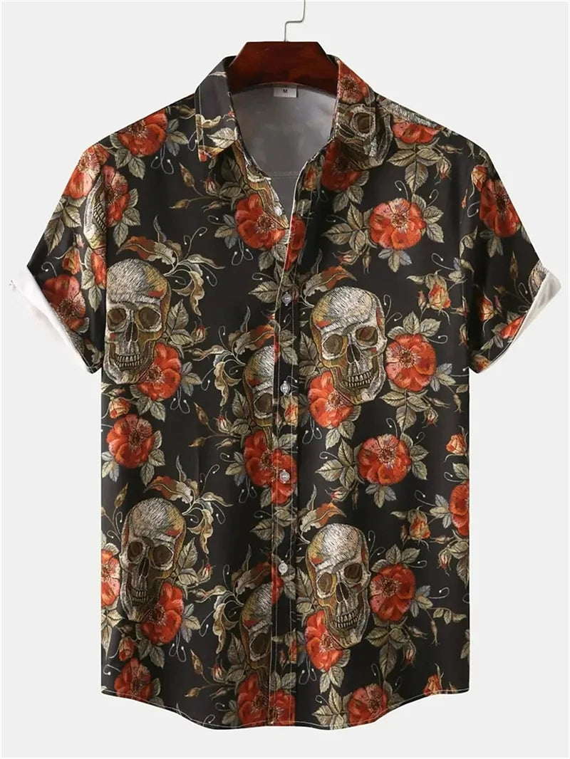 Pumpkin Skull Hawaiian Shirt