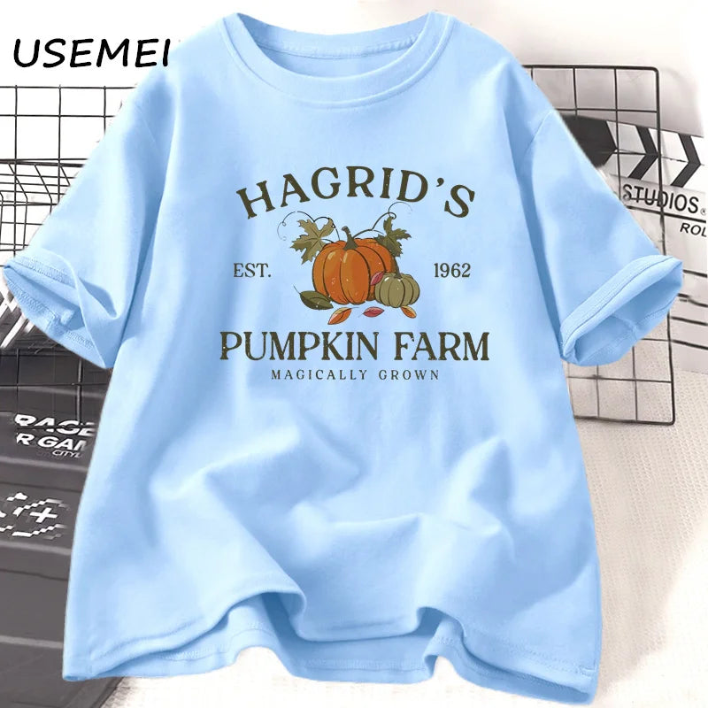 Fall T-shirts Vintage Hagrid's Pumpkin Patch Halloween T Shirt Women Men Farm Autumn Halloween Tees Unisex Cotton Graphic Tees