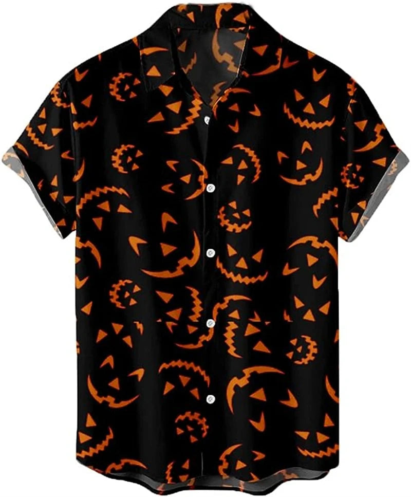 Pumpkin Skull Hawaiian Shirt